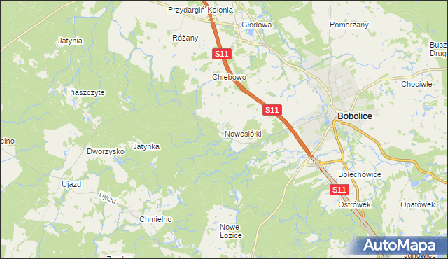 mapa Nowosiółki gmina Bobolice, Nowosiółki gmina Bobolice na mapie Targeo