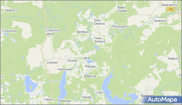 mapa Zagaje gmina Polanów, Zagaje gmina Polanów na mapie Targeo