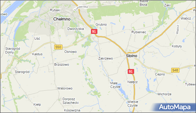 mapa Zakrzewo gmina Stolno, Zakrzewo gmina Stolno na mapie Targeo