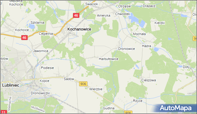 mapa Harbułtowice, Harbułtowice na mapie Targeo