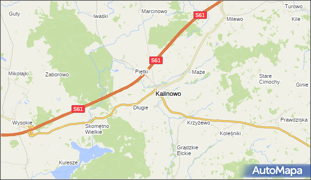 mapa Kalinowo powiat ełcki, Kalinowo powiat ełcki na mapie Targeo