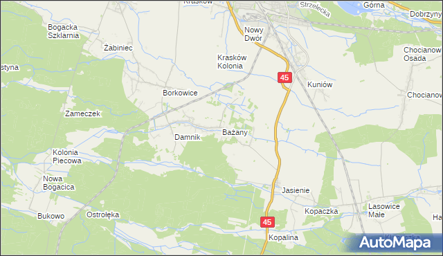 mapa Bażany, Bażany na mapie Targeo