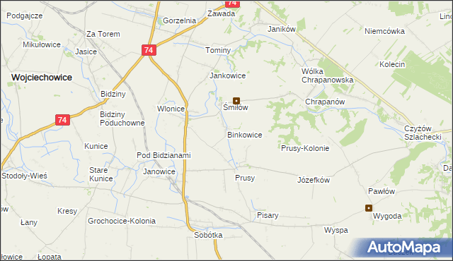 mapa Binkowice, Binkowice na mapie Targeo