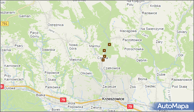 mapa Czerna gmina Krzeszowice, Czerna gmina Krzeszowice na mapie Targeo