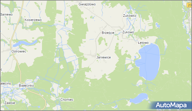 mapa Janiewice, Janiewice na mapie Targeo