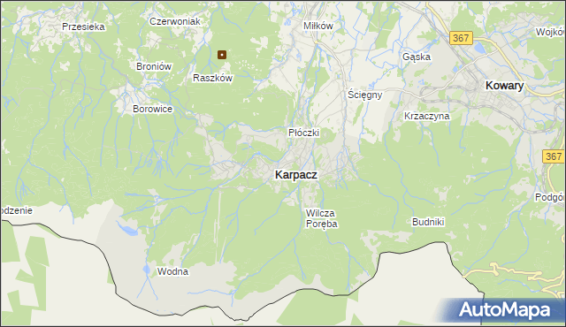 mapa Karpacz, Karpacz na mapie Targeo