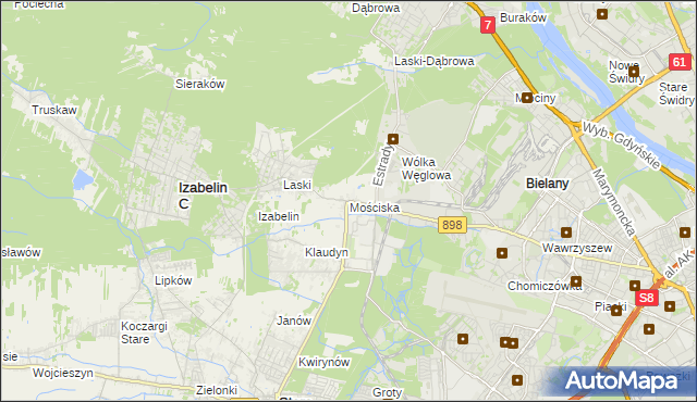 mapa Mościska gmina Izabelin, Mościska gmina Izabelin na mapie Targeo