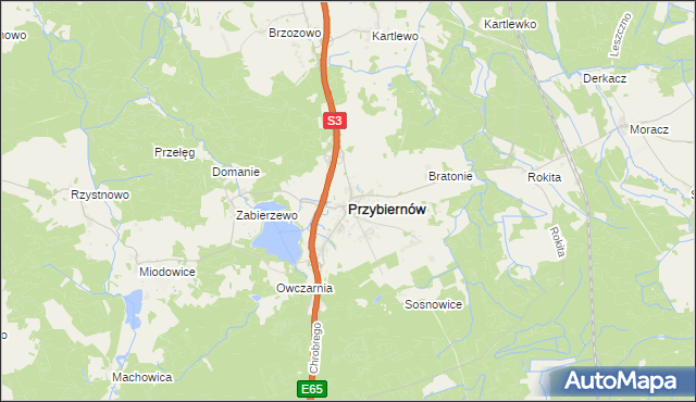 mapa Przybiernów, Przybiernów na mapie Targeo