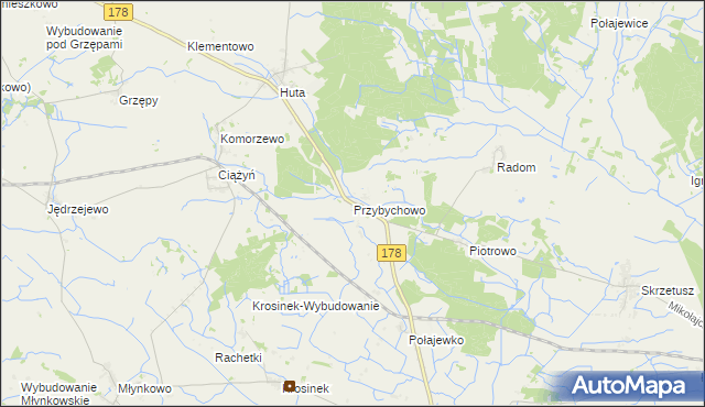 mapa Przybychowo, Przybychowo na mapie Targeo