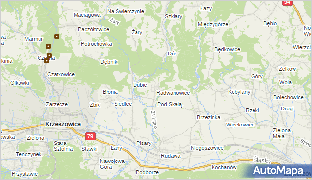 mapa Radwanowice, Radwanowice na mapie Targeo