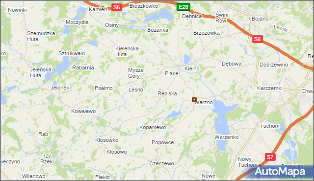 mapa Rębiska gmina Szemud, Rębiska gmina Szemud na mapie Targeo
