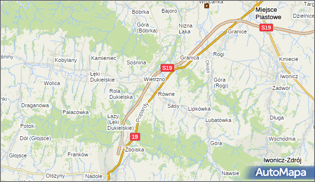 mapa Równe gmina Dukla, Równe gmina Dukla na mapie Targeo
