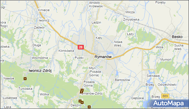 mapa Rymanów, Rymanów na mapie Targeo