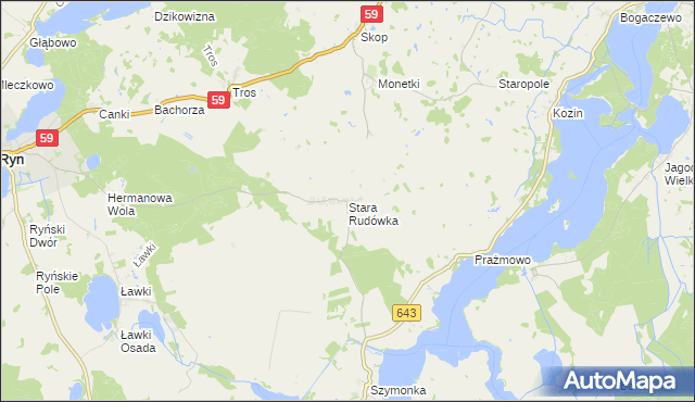 mapa Stara Rudówka, Stara Rudówka na mapie Targeo