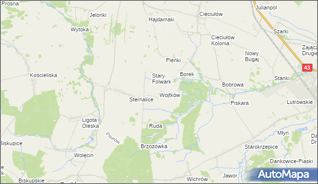 mapa Wojtków, Wojtków na mapie Targeo