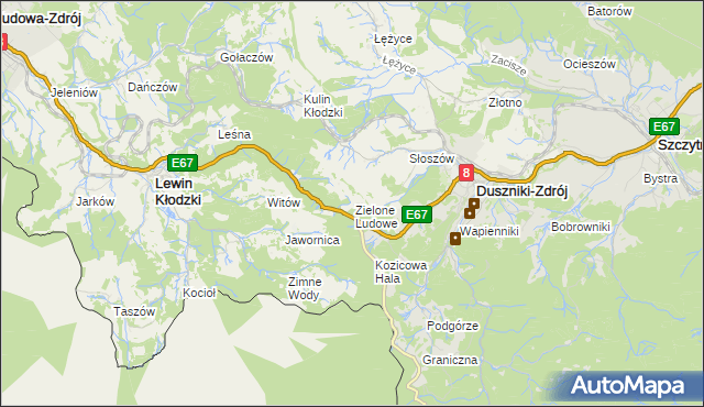 mapa Zielone Ludowe, Zielone Ludowe na mapie Targeo