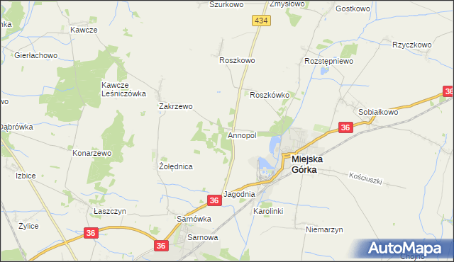 mapa Annopol gmina Miejska Górka, Annopol gmina Miejska Górka na mapie Targeo