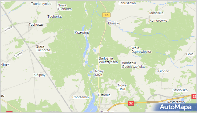 mapa Barłożnia Wolsztyńska, Barłożnia Wolsztyńska na mapie Targeo