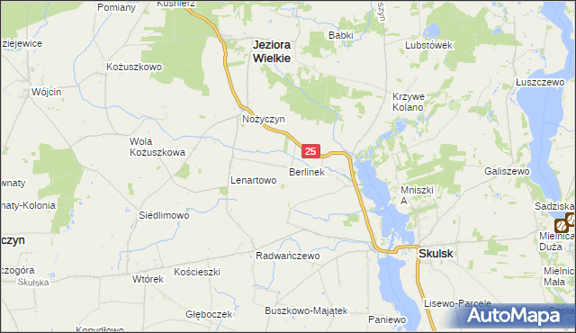 mapa Berlinek gmina Jeziora Wielkie, Berlinek gmina Jeziora Wielkie na mapie Targeo