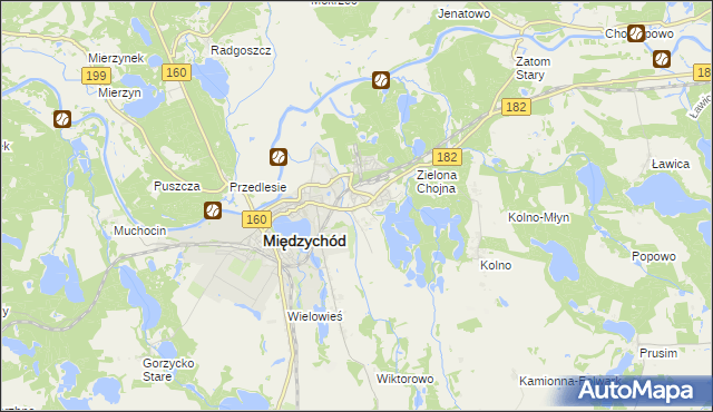 mapa Bielsko gmina Międzychód, Bielsko gmina Międzychód na mapie Targeo