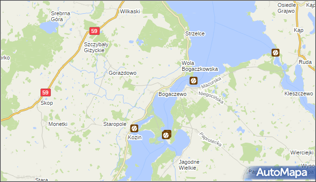 mapa Bogaczewo gmina Giżycko, Bogaczewo gmina Giżycko na mapie Targeo