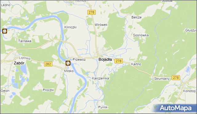 mapa Bojadła, Bojadła na mapie Targeo