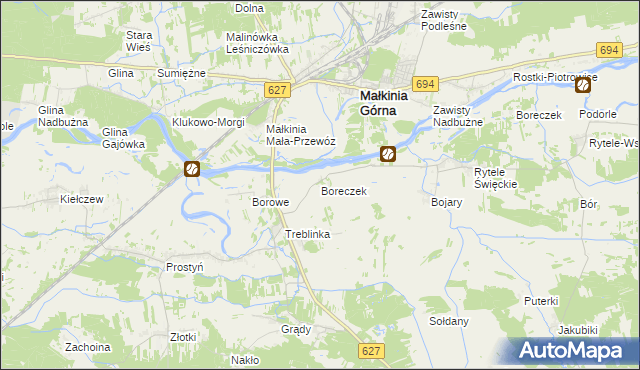 mapa Boreczek gmina Małkinia Górna, Boreczek gmina Małkinia Górna na mapie Targeo