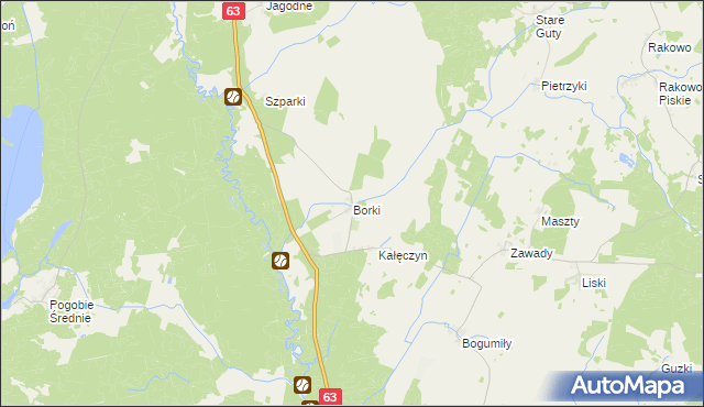 mapa Borki gmina Pisz, Borki gmina Pisz na mapie Targeo