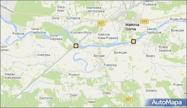 mapa Borowe gmina Małkinia Górna, Borowe gmina Małkinia Górna na mapie Targeo