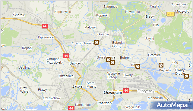 mapa Broszkowice, Broszkowice na mapie Targeo