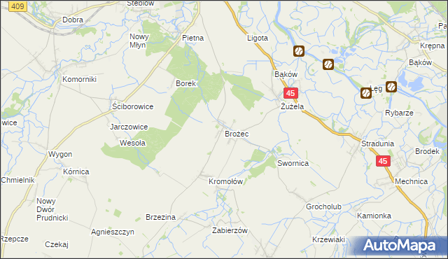 mapa Brożec gmina Walce, Brożec gmina Walce na mapie Targeo