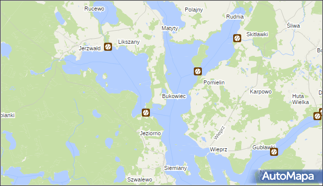 mapa Bukowiec gmina Zalewo, Bukowiec gmina Zalewo na mapie Targeo