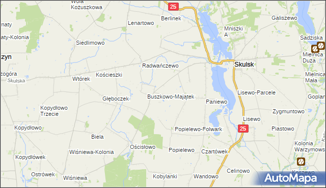 mapa Buszkowo-Parcele, Buszkowo-Parcele na mapie Targeo