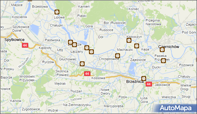 mapa Chrząstowice gmina Brzeźnica, Chrząstowice gmina Brzeźnica na mapie Targeo