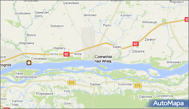 mapa Czerwińsk nad Wisłą, Czerwińsk nad Wisłą na mapie Targeo