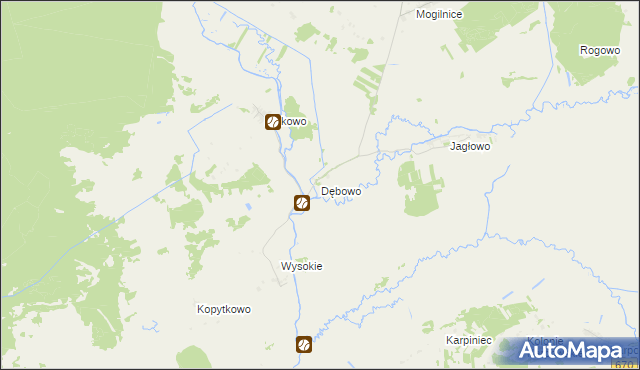 mapa Dębowo gmina Sztabin, Dębowo gmina Sztabin na mapie Targeo