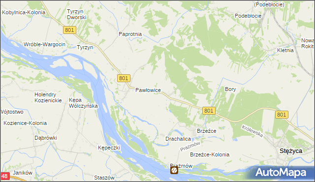 mapa Długowola gmina Stężyca, Długowola gmina Stężyca na mapie Targeo