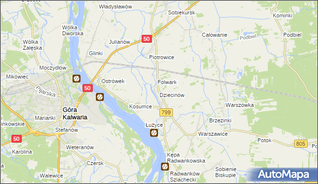 mapa Dziecinów gmina Sobienie-Jeziory, Dziecinów gmina Sobienie-Jeziory na mapie Targeo