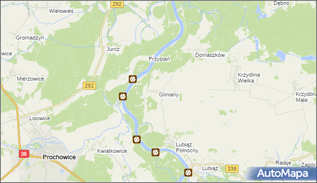 mapa Gliniany gmina Wołów, Gliniany gmina Wołów na mapie Targeo