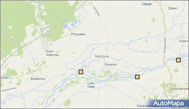 mapa Górczyna gmina Zwierzyn, Górczyna gmina Zwierzyn na mapie Targeo