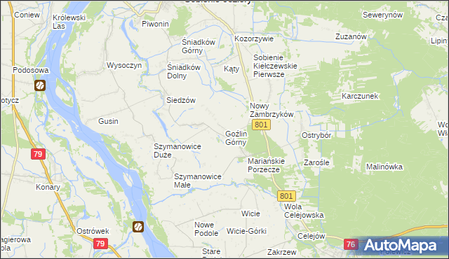 mapa Goźlin Górny, Goźlin Górny na mapie Targeo