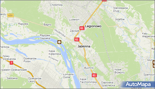 mapa Jabłonna powiat legionowski, Jabłonna powiat legionowski na mapie Targeo