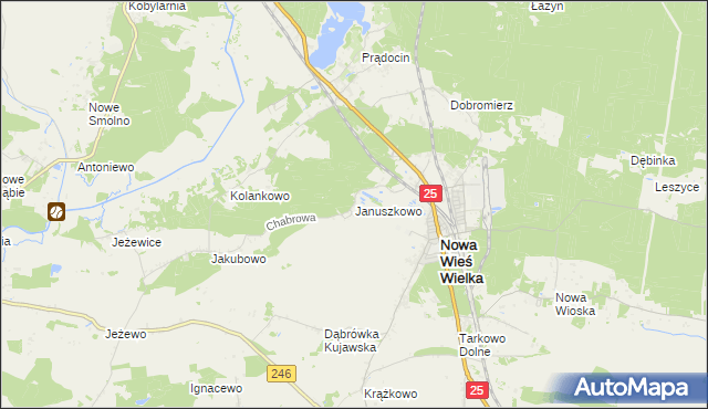 mapa Januszkowo gmina Nowa Wieś Wielka, Januszkowo gmina Nowa Wieś Wielka na mapie Targeo