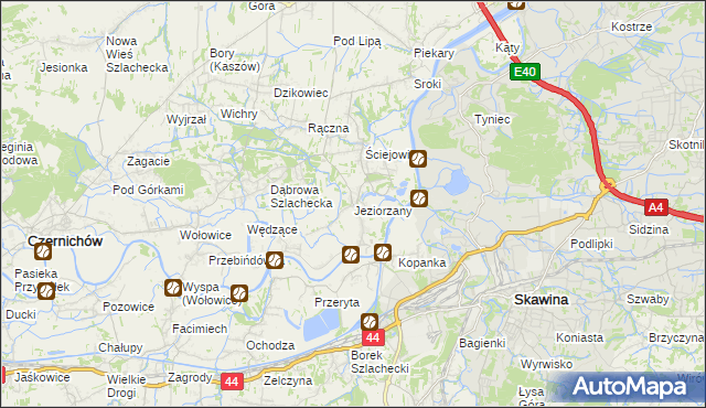 mapa Jeziorzany gmina Liszki, Jeziorzany gmina Liszki na mapie Targeo