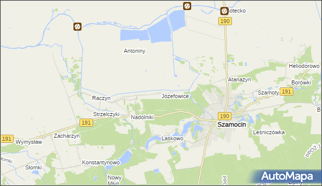 mapa Józefowice gmina Szamocin, Józefowice gmina Szamocin na mapie Targeo