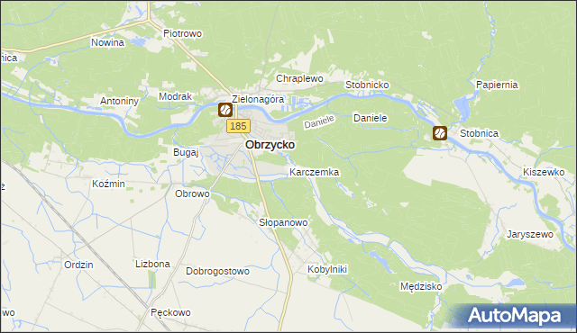 mapa Karczemka gmina Obrzycko, Karczemka gmina Obrzycko na mapie Targeo