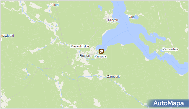 mapa Karwica gmina Ruciane-Nida, Karwica gmina Ruciane-Nida na mapie Targeo