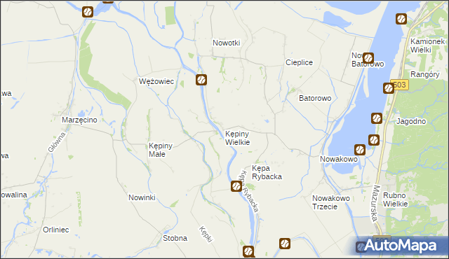 mapa Kępiny Wielkie, Kępiny Wielkie na mapie Targeo