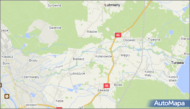 mapa Kolanowice, Kolanowice na mapie Targeo