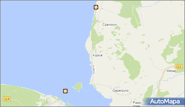 mapa Kopice gmina Stepnica, Kopice gmina Stepnica na mapie Targeo